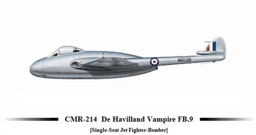1:72  de Havilland Vampire FB.9 Single-Seat Jet Fighter-Bomber